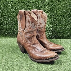 Idyllwind Wheels Brown Leather Western Booties Pull On Boots Womens Size 6.5 B